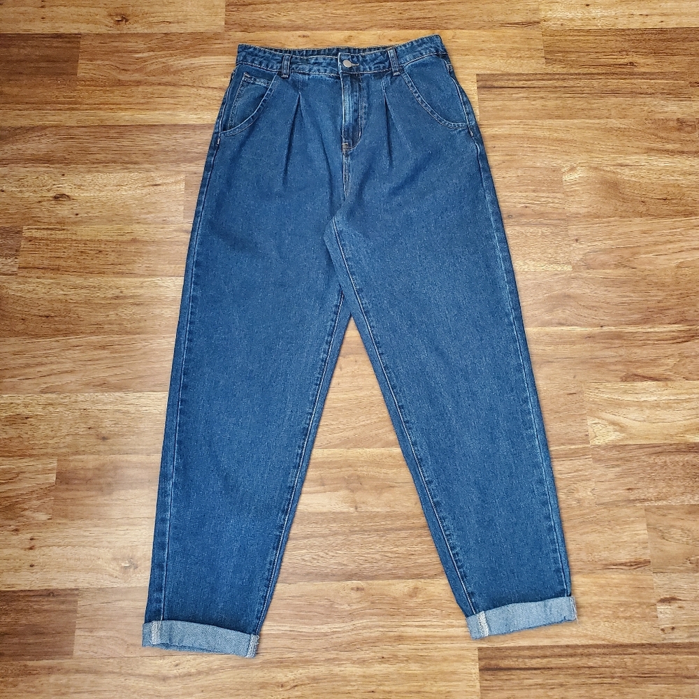 SHEIN Mom Jeans Size 6 Pleated Dark Wash